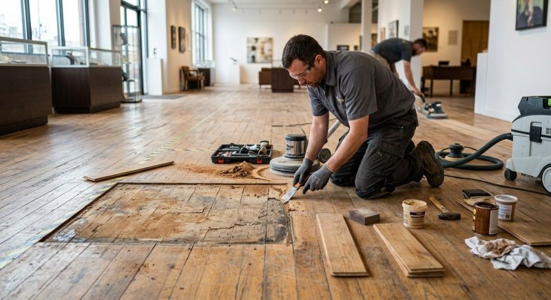 Our team working on Wood Floor Service projects in Greeley, CO